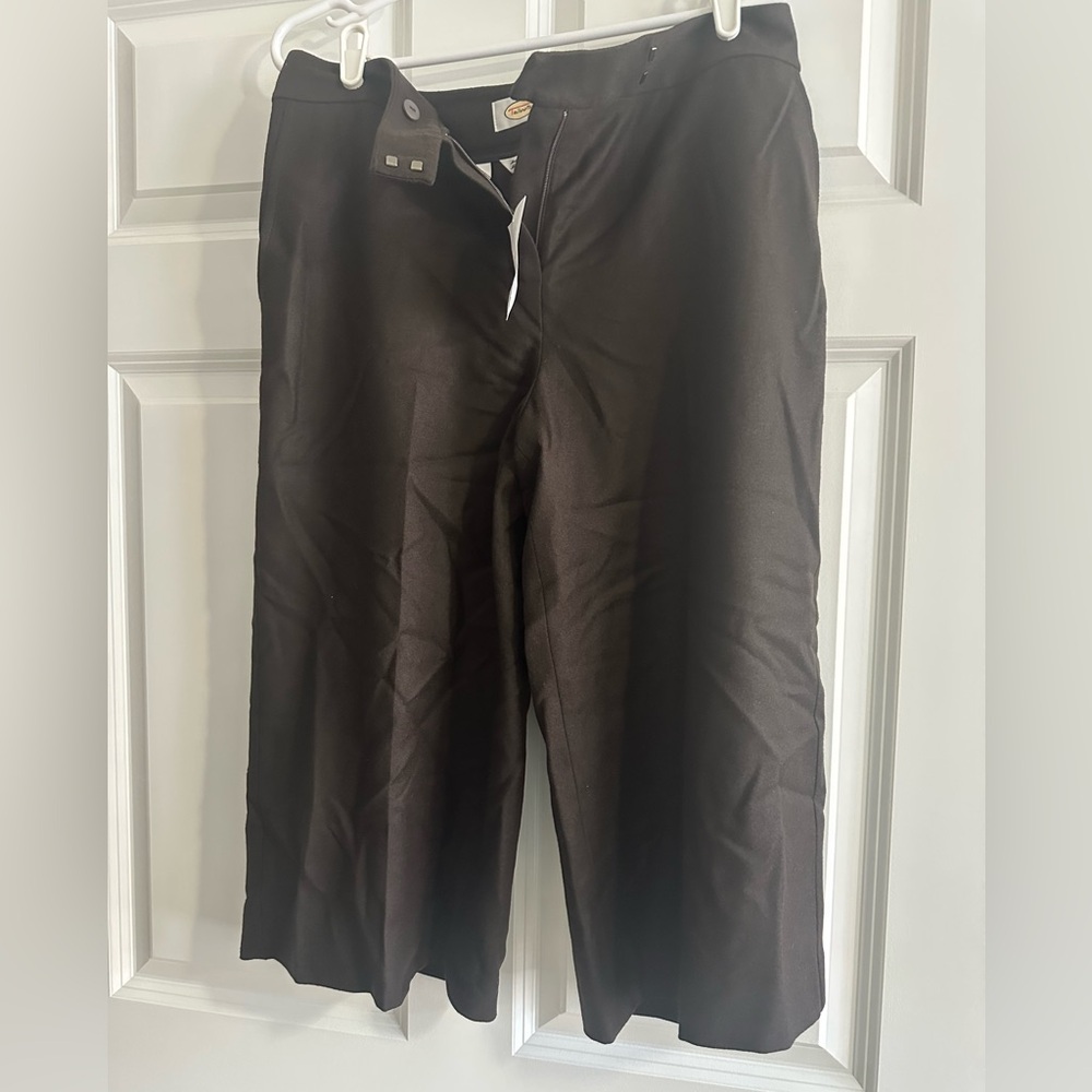 Talbots Black Wide-Leg Cropped Trousers
